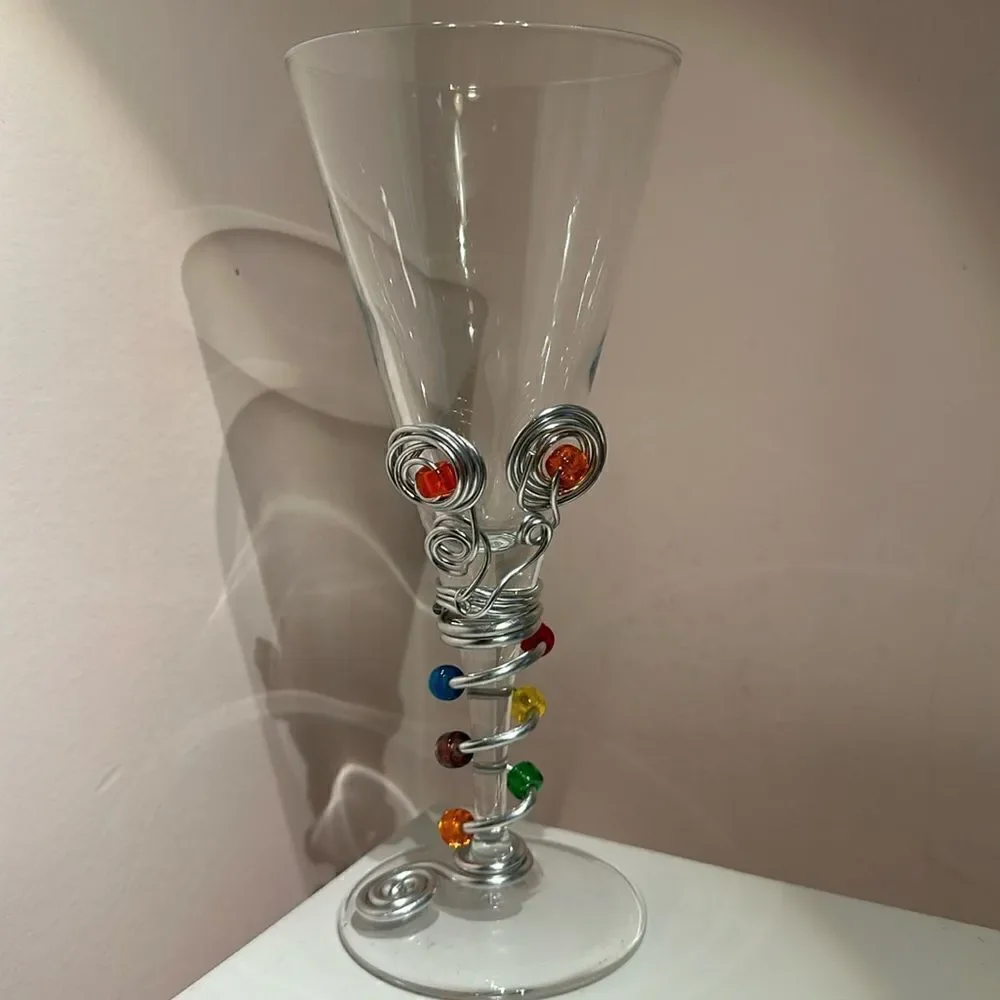 Wine Beverage Goblet Hand Crafted Silver Wire Wrapped Jewels Artisan